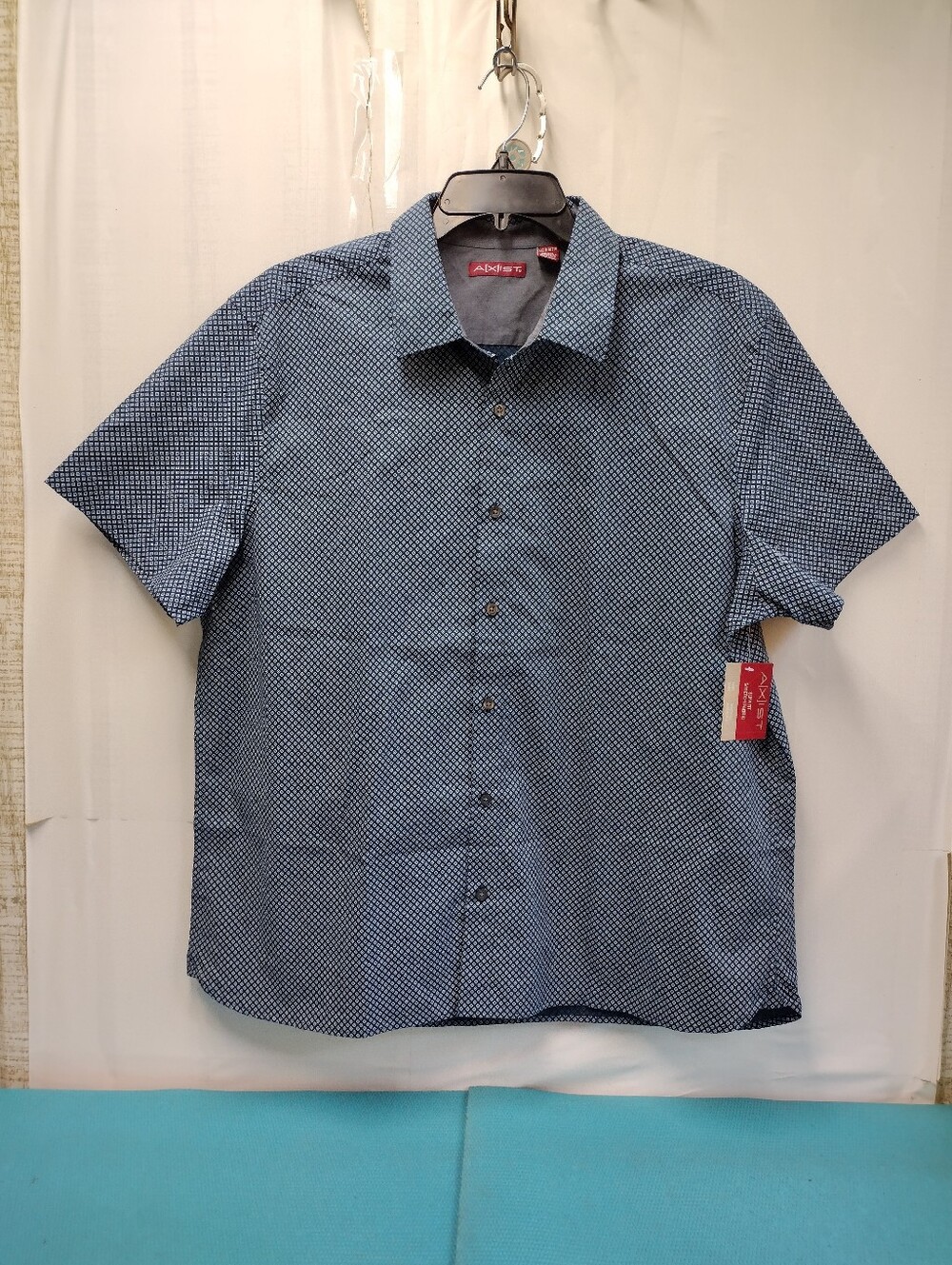 NWT Axist Slim Fit Men's Short Sleeve Button Down Shirt Stretch Navy XXL
